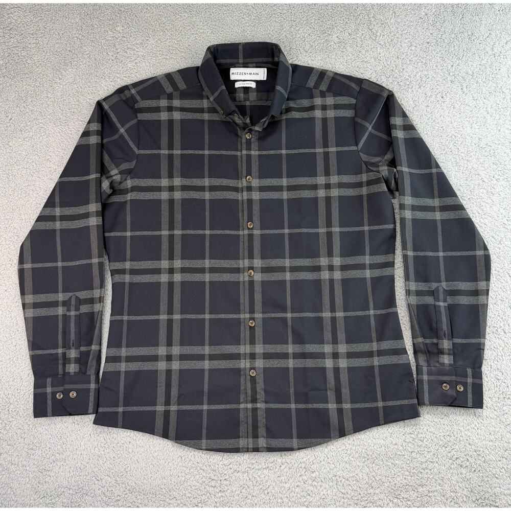 Mizzen + Main Shirt Mens XLarge Leeward Trim Fit Plaid Long Sleeve Stretch